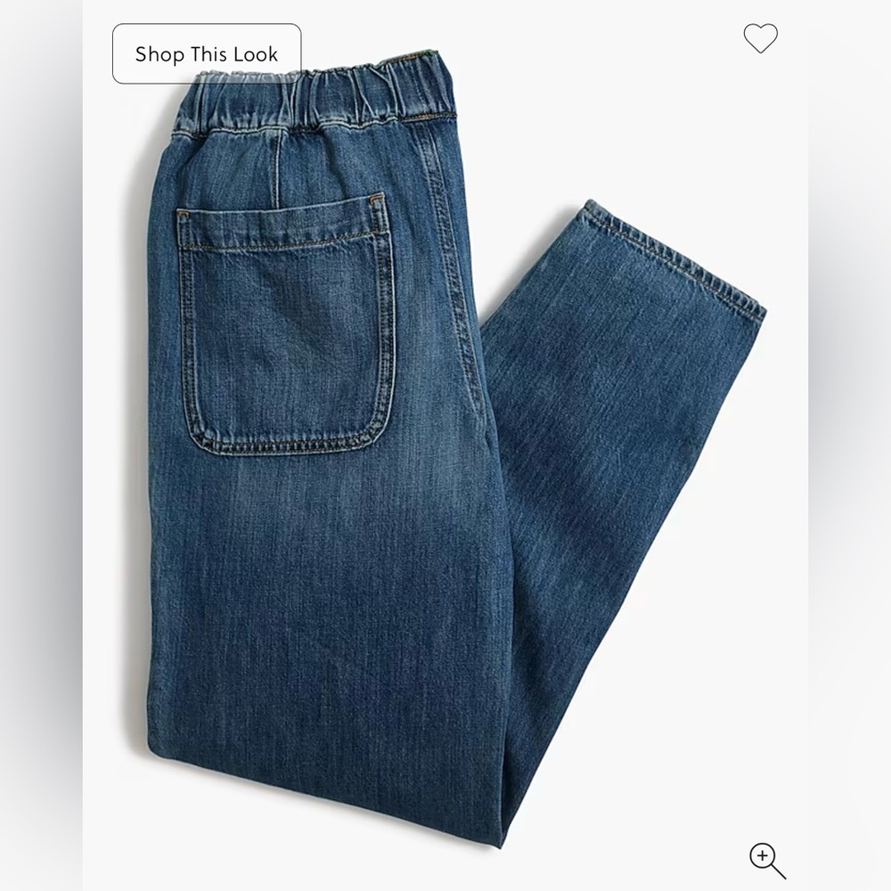 J. Crew Blue Denim Elastic Waste Drawstring Pants/Jeans - Picture 7 of 11